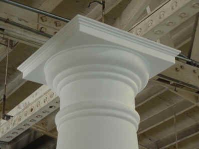 Close-up of the capital detailing on one of several entasis columns built for the highly successful TV show The West Wing.